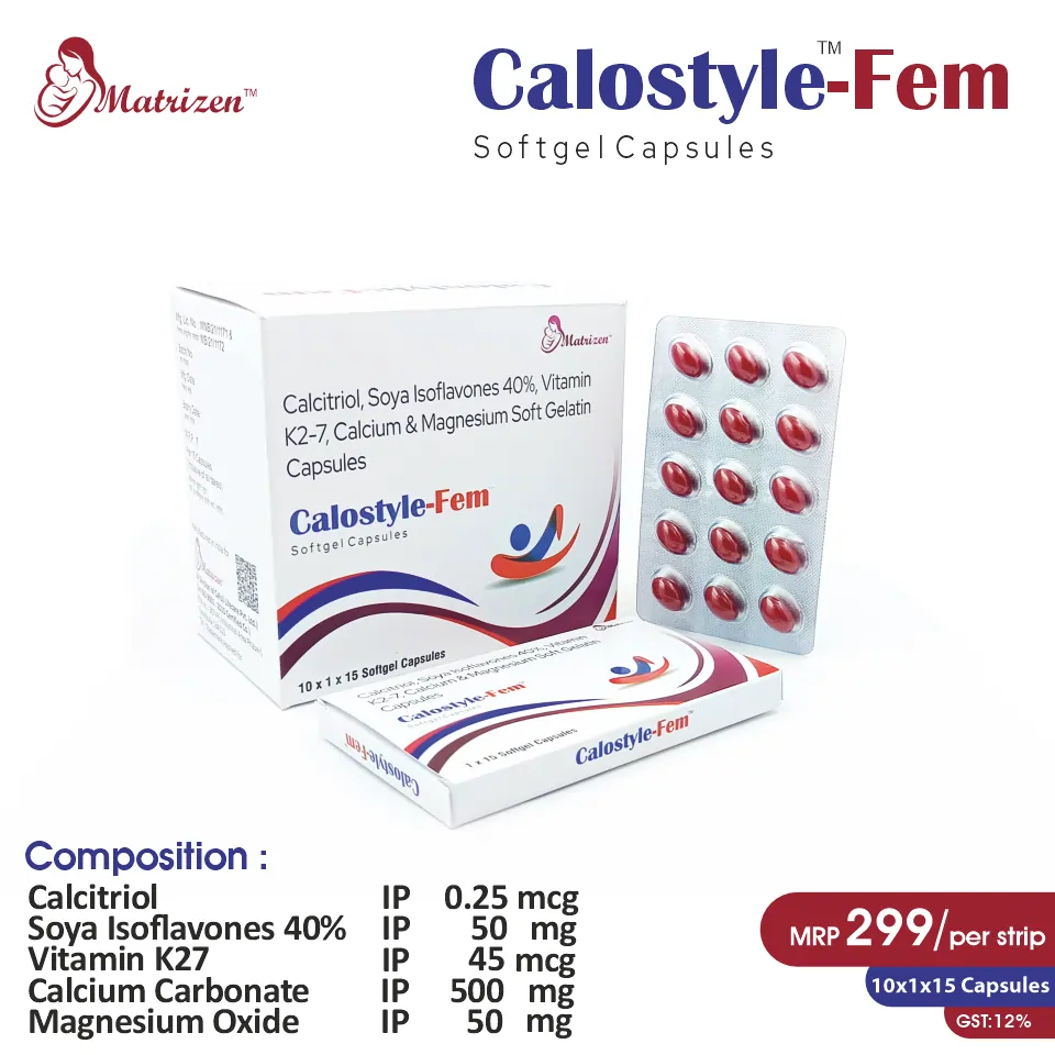 Softgel formulation with Calcitriol, Calcium, Magnesium & Vitamin K2-7 for bone & joint health. WHO GMP certified, available for PCD pharma franchise.